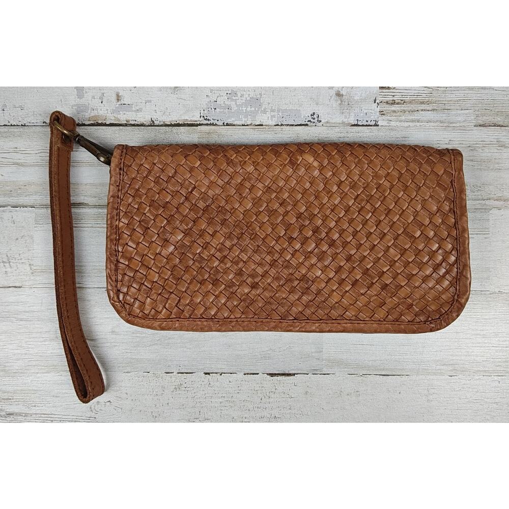 VIOLA CASTELLANI Milano Woven Leather Wristlet Wallet Made In Italy Vintage